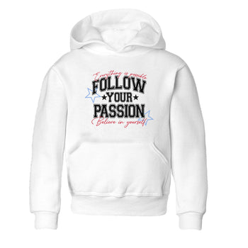 5s Fire Red Sneaker match tees – Sneaker Tees To Match Jordan 5 Retro Fire Red Sneakers – Follow Your Passion Kids Graphic T-Shirt White 2