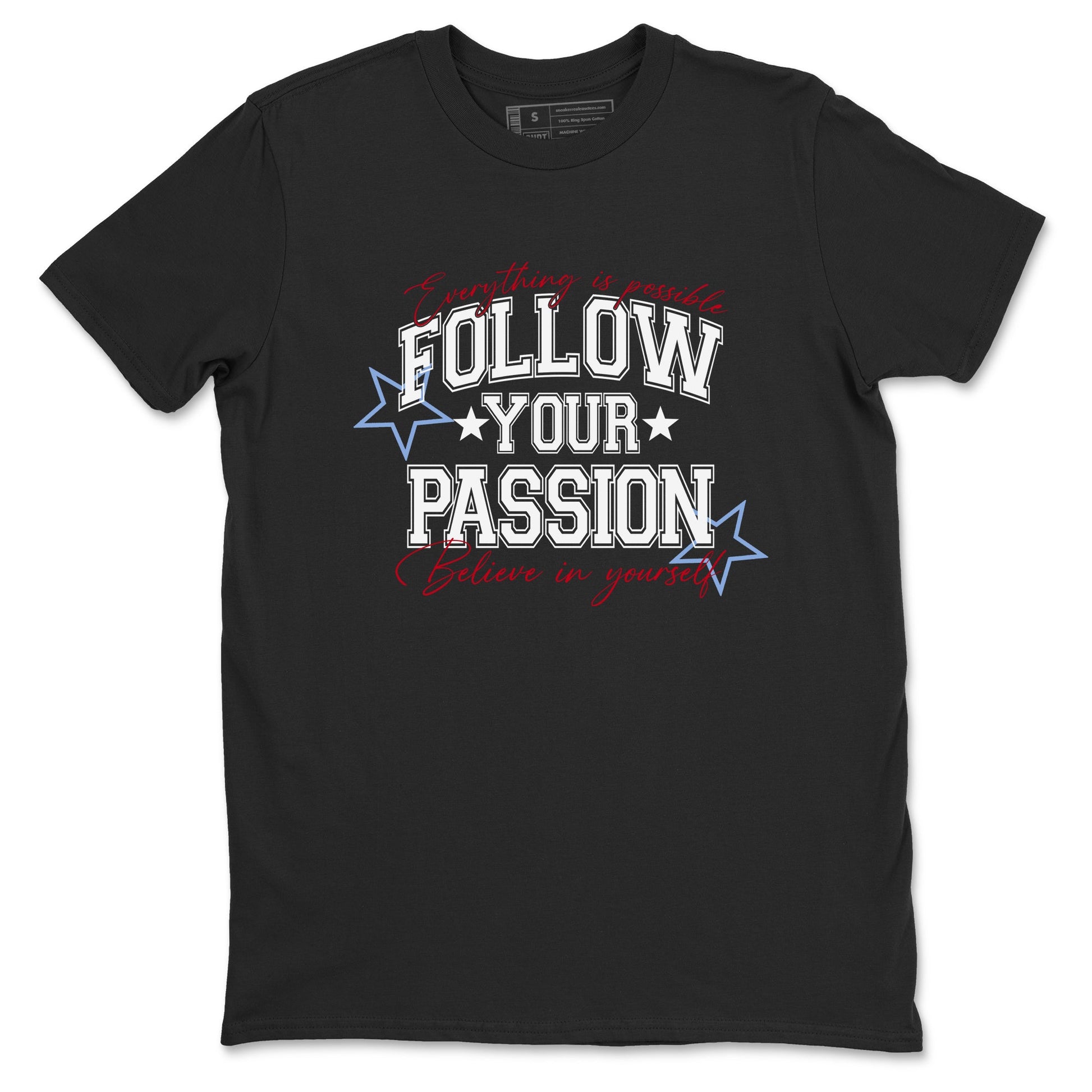 5s Fire Red Sneaker match tees – Sneaker Tees To Match Jordan 5 Retro Fire Red Sneakers – Follow Your Passion Graphic Tee Black 2