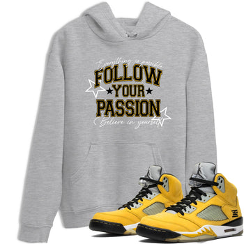Sneaker match tees – Sneaker Tees To Match Air Jordan 5 Tokyo Shoes – Follow Your Passion Tee Heather Grey 1