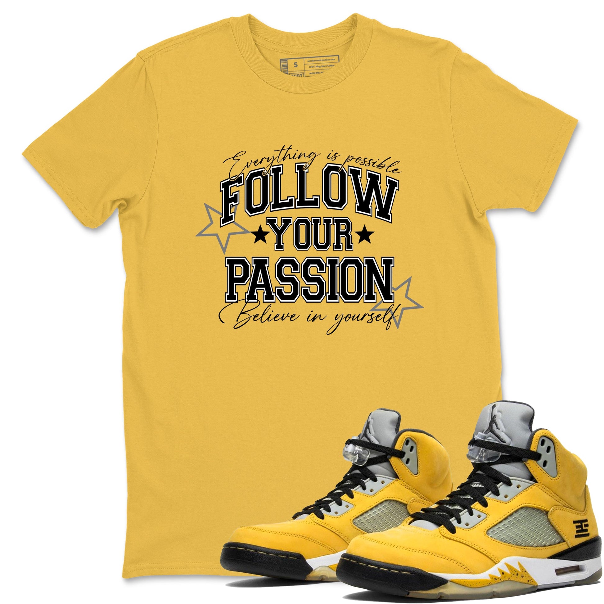 Sneaker match tees – Sneaker Tees To Match Air Jordan 5 Tokyo Shoes – Follow Your Passion Tee Daisy 1
