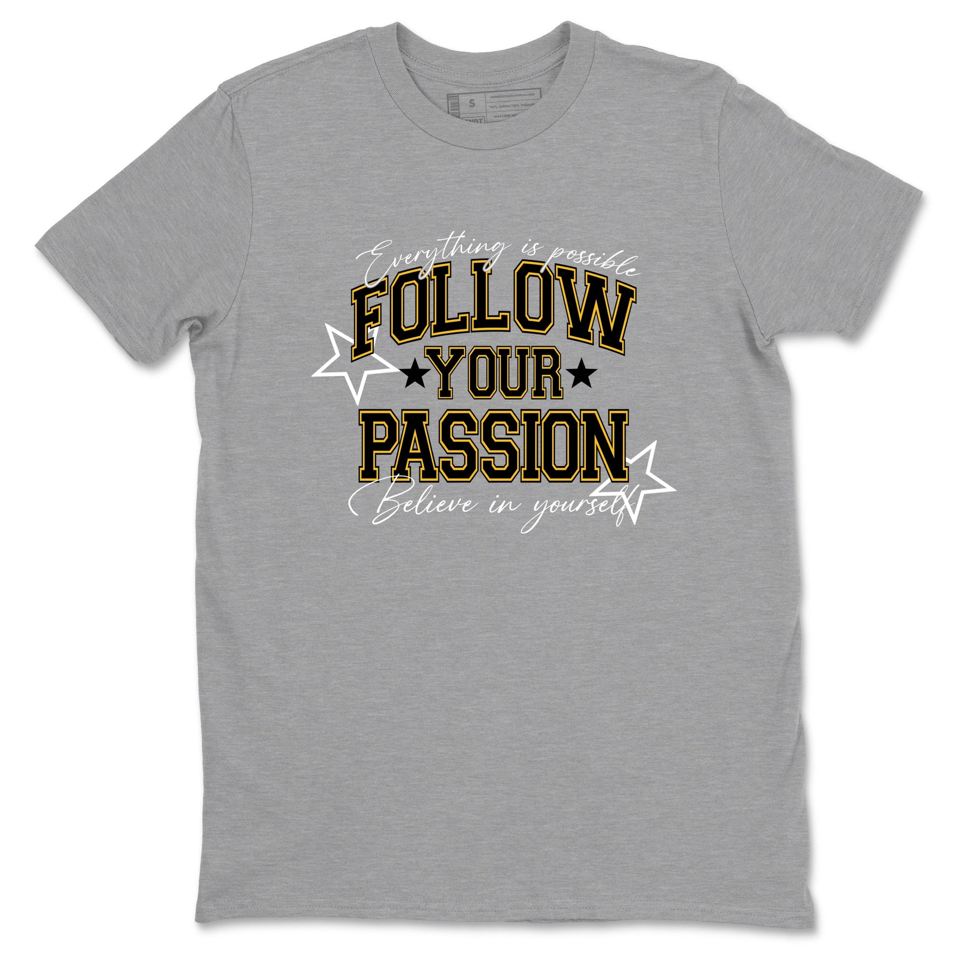 Sneaker match tees – Sneaker Tees To Match Air Jordan 5 Tokyo Shoes – Follow Your Passion Tee Heather Grey 2
