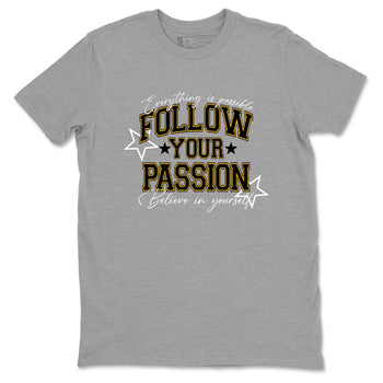 Sneaker match tees – Sneaker Tees To Match Air Jordan 5 Tokyo Shoes – Follow Your Passion Tee Heather Grey 2