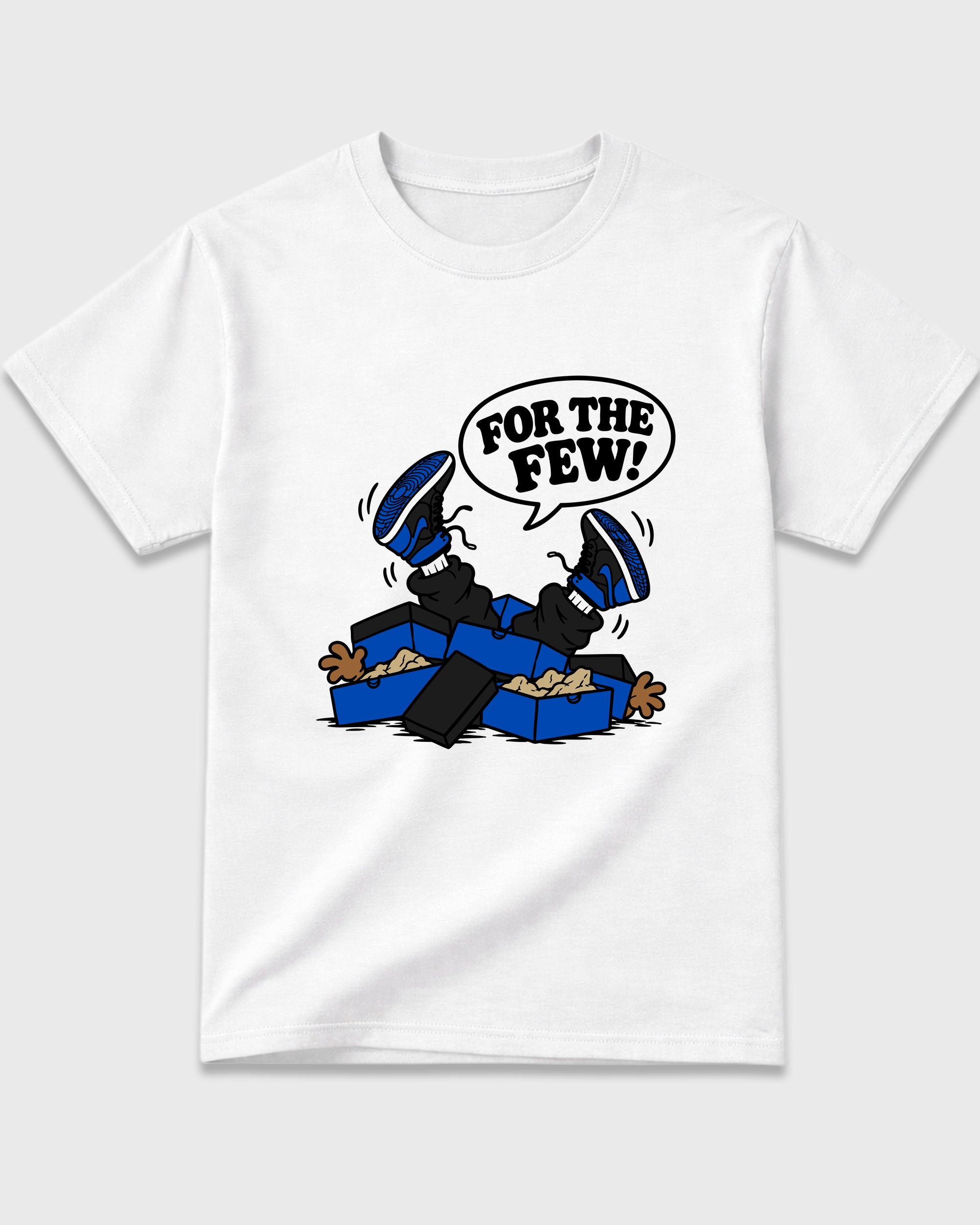 For the Few Graphic T-Shirt featuring original streetwear artwork designed to match the Air Jordan 1 Royal. White 2 Graphic T-Shirt.