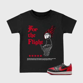 Sneaker match tees – Sneaker Tees To Match Air Jordan 1 Banned Shoes – For The Flight Kids T-Shirt Black 1