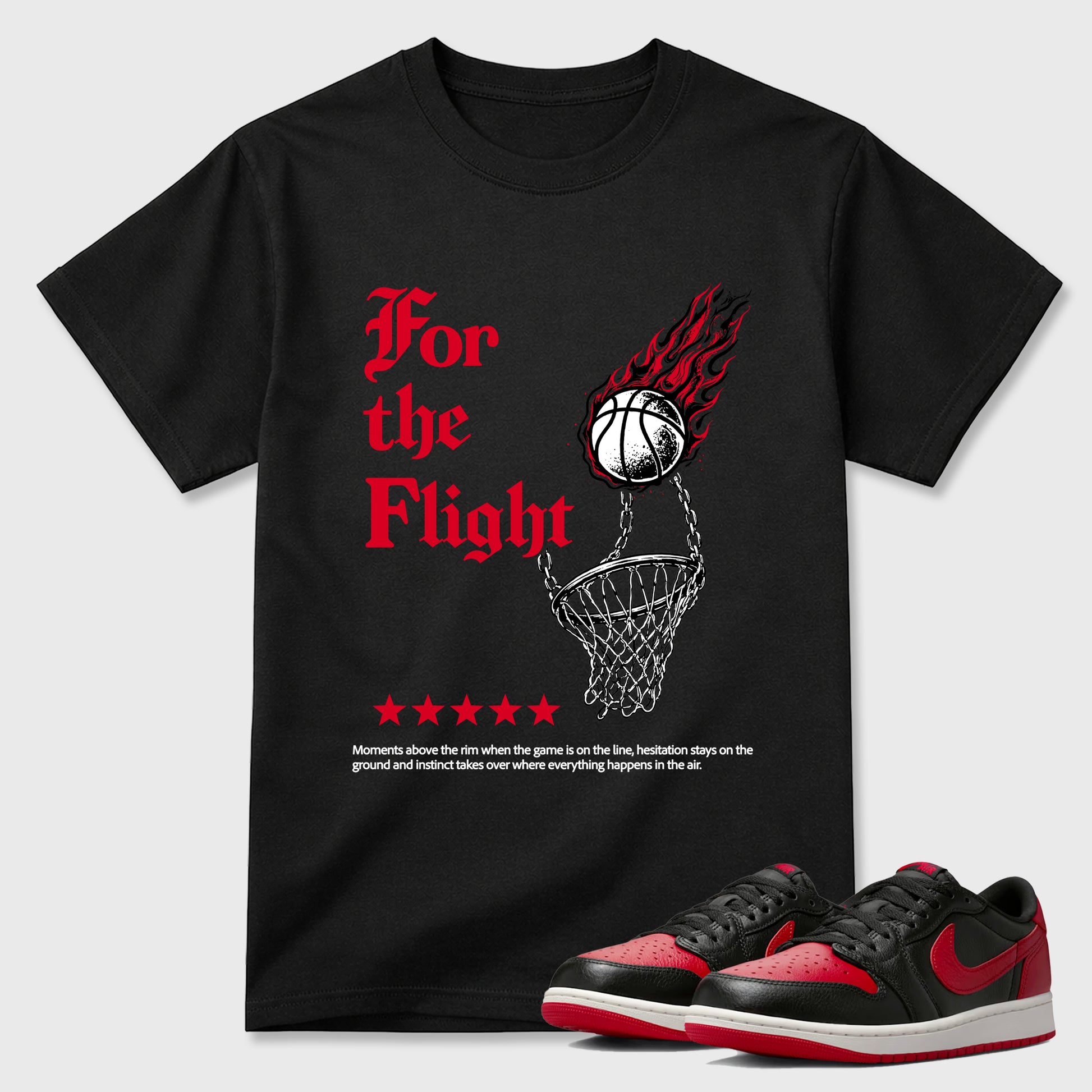 Sneaker match tees – Sneaker Tees To Match Air Jordan 1 Banned Shoes – For The Flight Tee Black 1