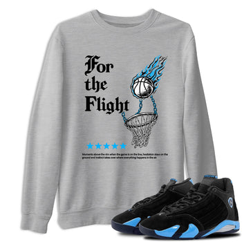 Sneaker match tees – Sneaker Tees To Match Air Jordan 14 University Blue Shoes – For the Flight Tee Heather Grey 1