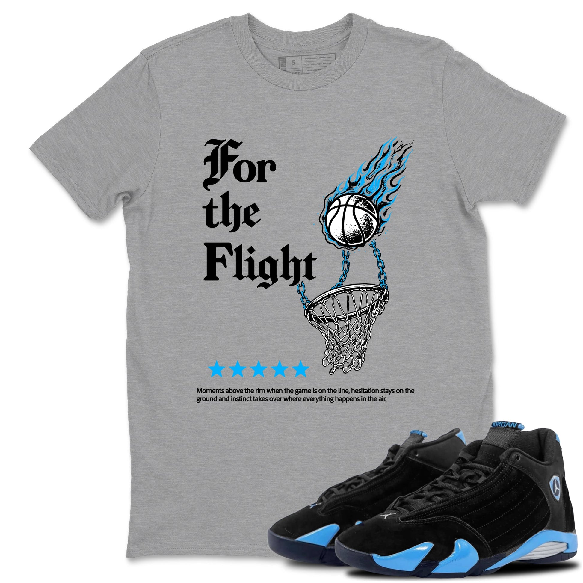 Sneaker match tees – Sneaker Tees To Match Air Jordan 14 University Blue Shoes – For the Flight Tee Heather Grey 1