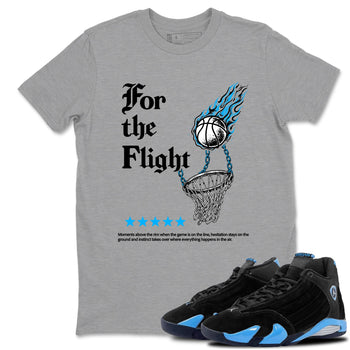 Sneaker match tees – Sneaker Tees To Match Air Jordan 14 University Blue Shoes – For the Flight Tee Heather Grey 1