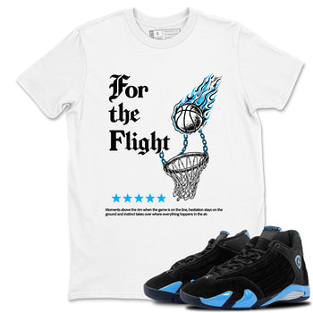 Sneaker match tees – Sneaker Tees To Match Air Jordan 14 University Blue Shoes – For the Flight Tee White 1