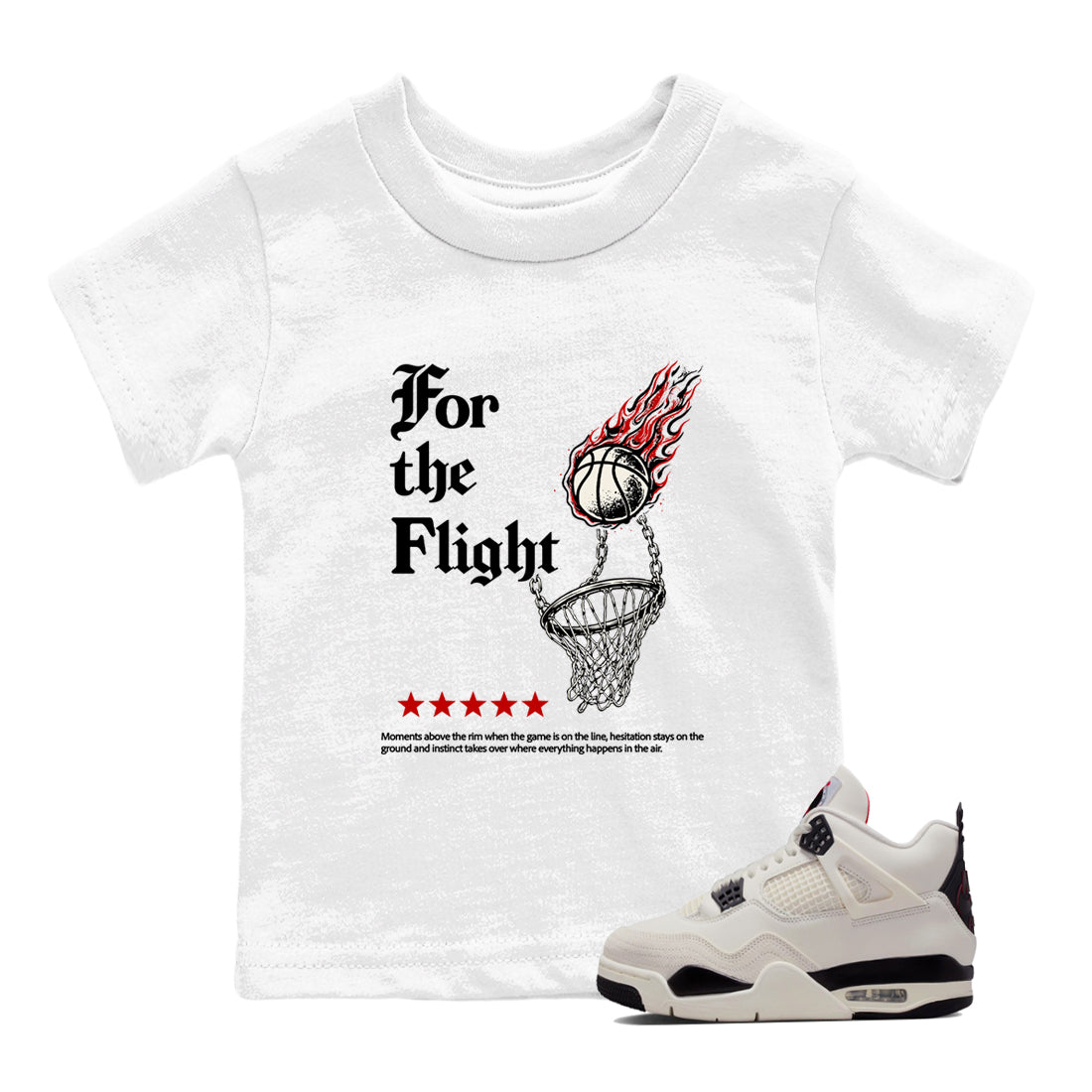 Sneaker match tees – Sneaker Tees To Match Air Jordan 4 Flight Club Shoes – For The Flight Kids T-Shirt White 1