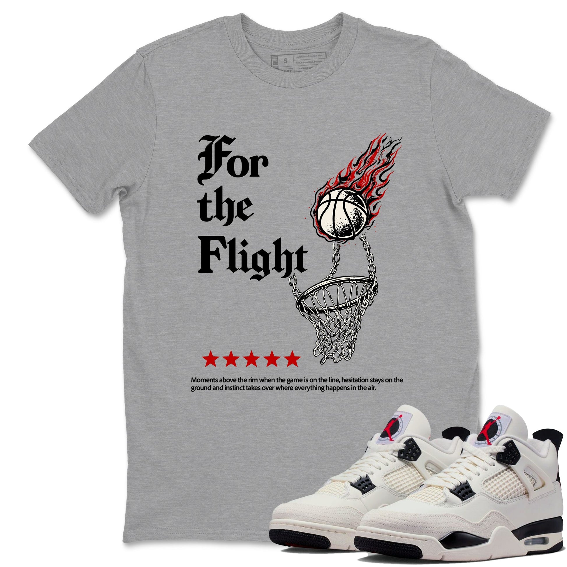 Sneaker match tees – Sneaker Tees To Match Air Jordan 4 Flight Club Shoes – For The Flight Tee Heather Grey 1