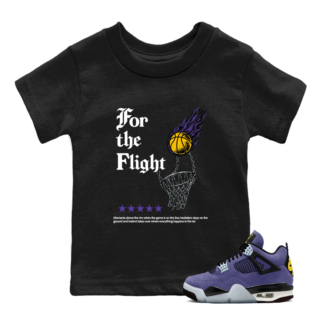 Best Sneakerfits graphic tee – Los Angeles Basketball Tees To Match Air Jordan 4 Lakeshow – For The Flight Kids T-Shirt Black 1