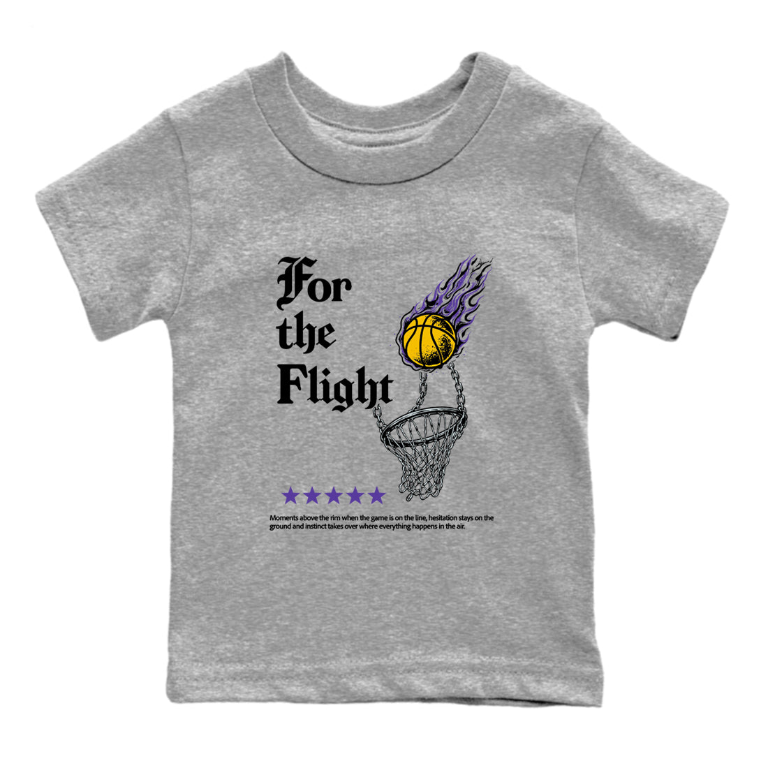 Best Sneakerfits graphic tee – Los Angeles Basketball Tees To Match Air Jordan 4 Lakeshow – For The Flight Kids T-Shirt Heather Grey 2