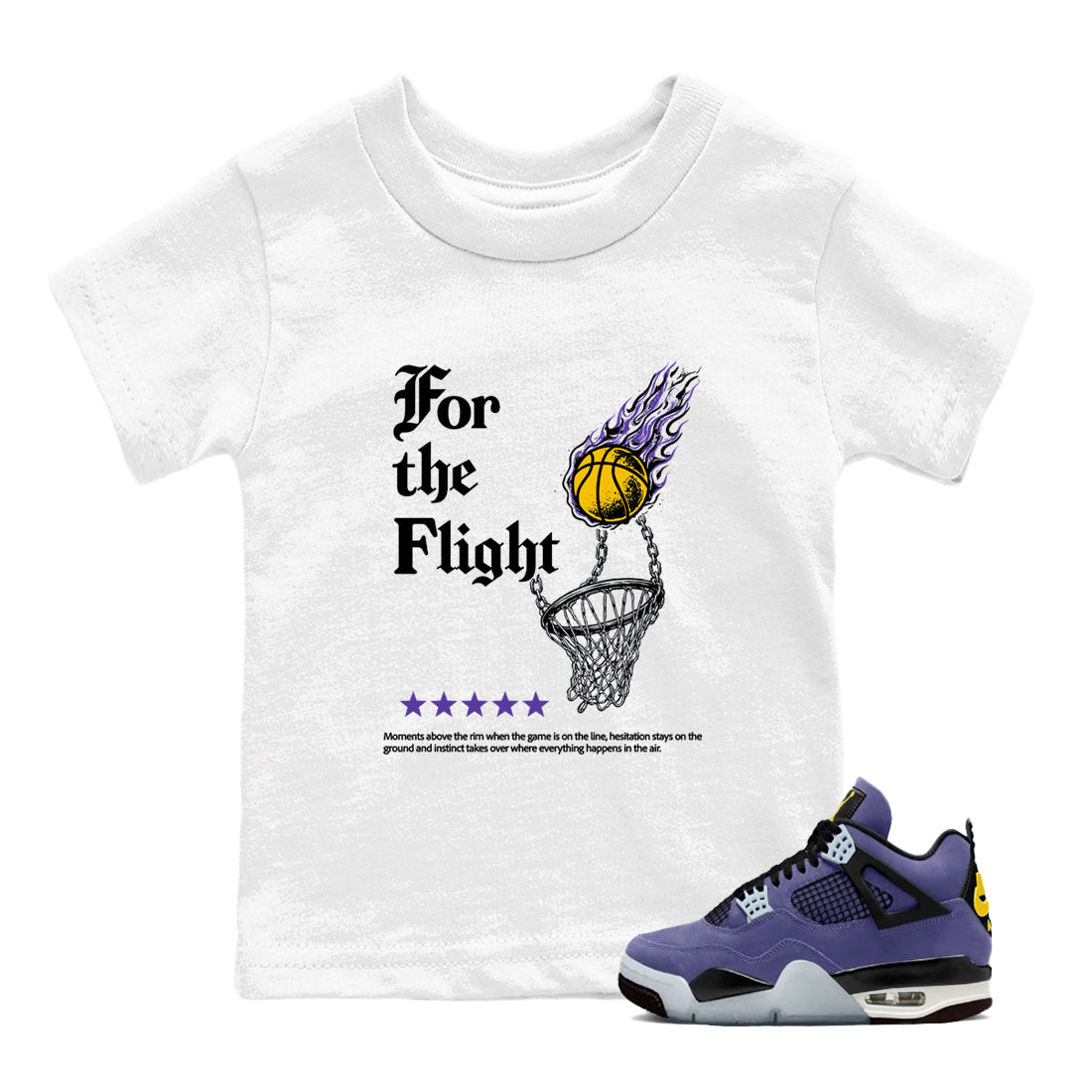 Best Sneakerfits graphic tee – Los Angeles Basketball Tees To Match Air Jordan 4 Lakeshow – For The Flight Kids T-Shirt White 1