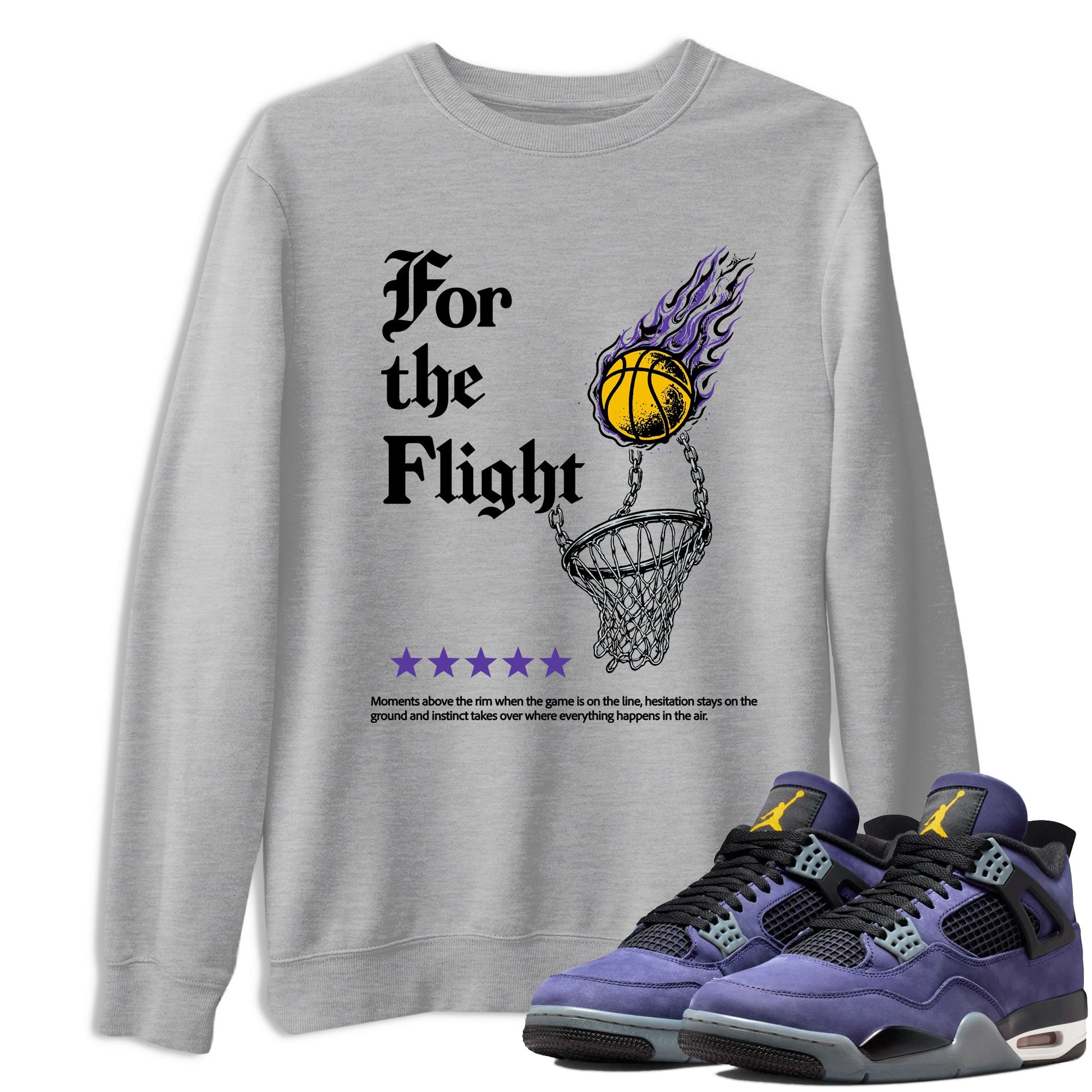 Best Sneakerfits graphic tee – Los Angeles Basketball Tees To Match Air Jordan 4 Lakeshow – For The Flight Tee Heather Grey 1