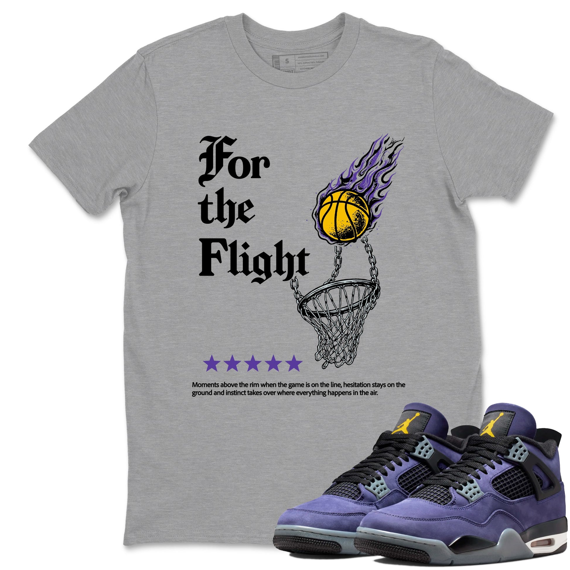 Best Sneakerfits graphic tee – Los Angeles Basketball Tees To Match Air Jordan 4 Lakeshow – For The Flight Tee Heather Grey 1