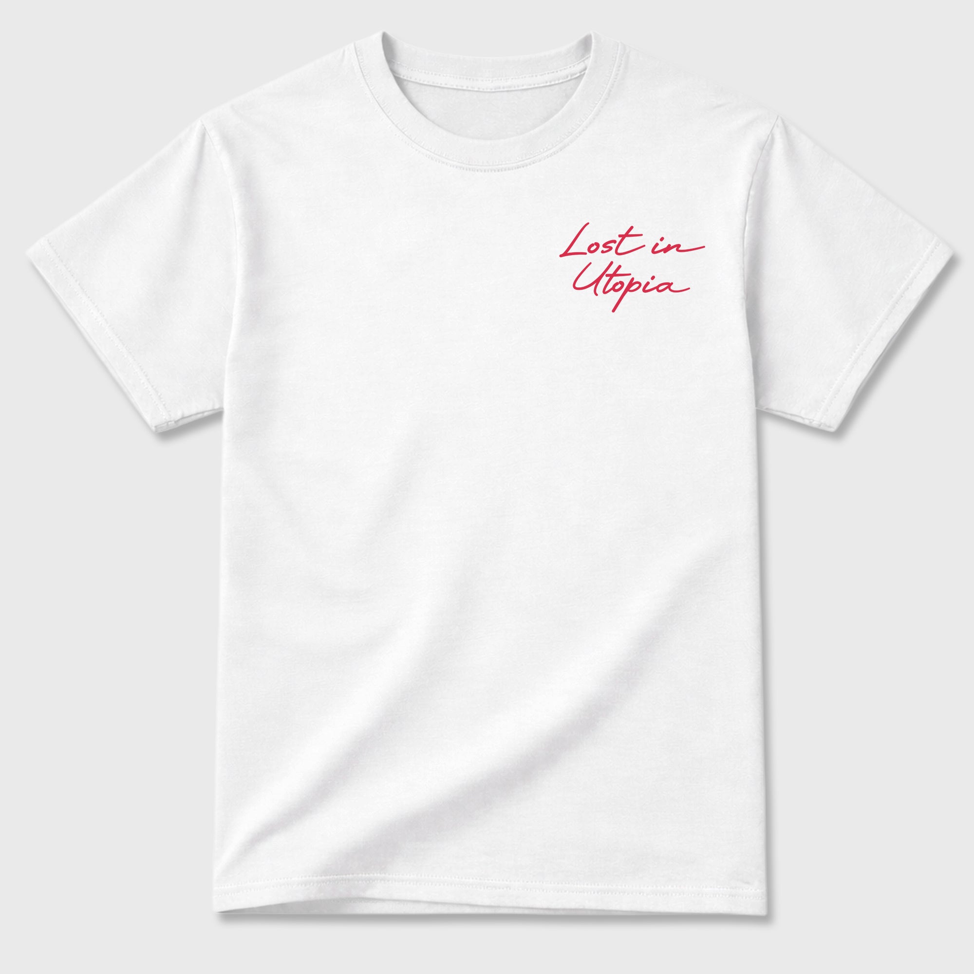 Forever Pleasure Club Graphic T-Shirt sneaker match tee designed for the Jordan 1 Low x Travis Scott Trpical Pink, featuring coordinated color options for a perfect streetwear match. White shirt.