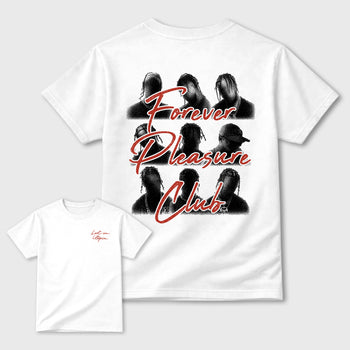 Forever Pleasure Club Graphic T-Shirt sneaker match tee designed for the sneakers, featuring coordinated color options for a perfect streetwear match. White shirt.