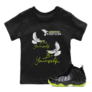 Foams One Black Volt shirts to match jordans Free Yourself Be Yourself sneaker match tees Air Foamposite One Black Volt match shoes to clothes SNRT Sneaker Tees Youth Baby Black 1 tee