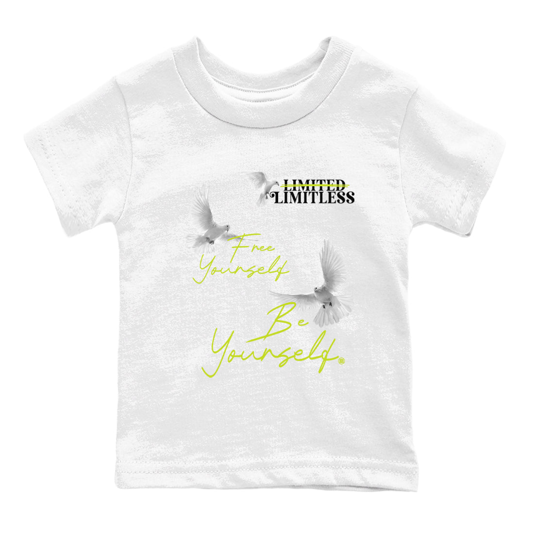 Foams One Black Volt shirts to match jordans Free Yourself Be Yourself sneaker match tees Air Foamposite One Black Volt match shoes to clothes SNRT Sneaker Tees Youth Baby White 2 tee