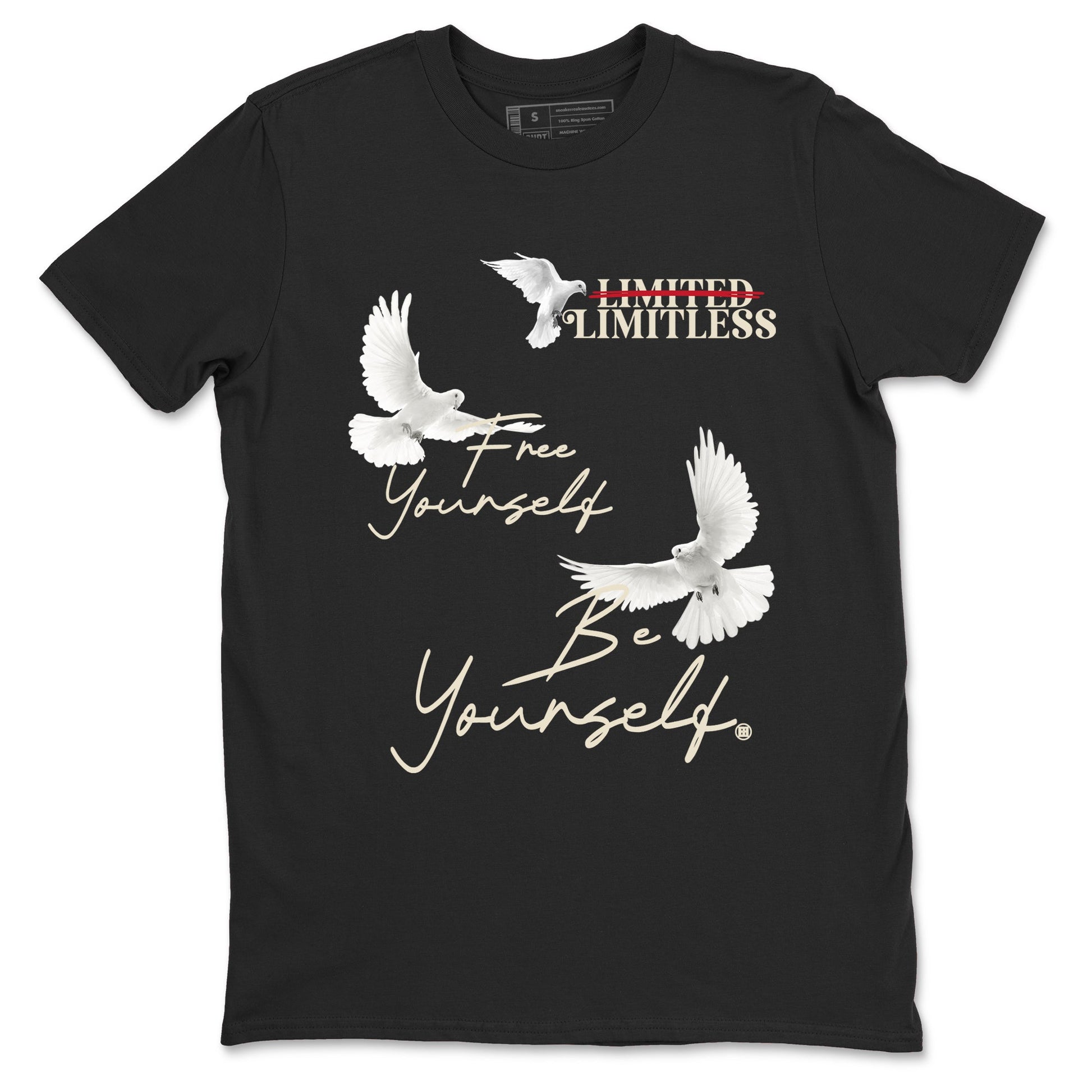 Sneaker Threads – Sneaker Tees To Match Air Foamposite One Pearl – Free Yourself Be Yourself Graphic Tee Black 2. Perfect for Jordan releases 2025 colorways.