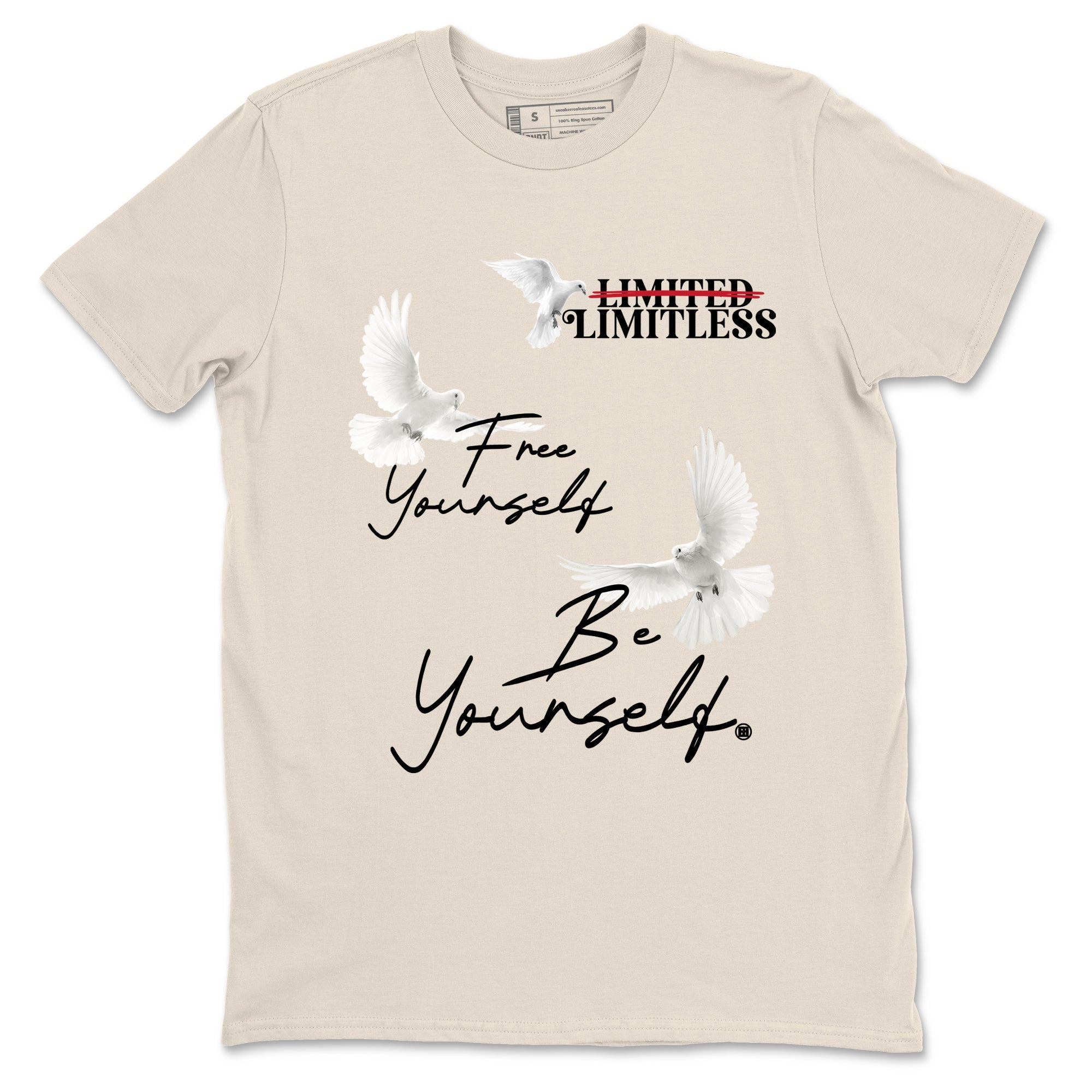 Sneaker Threads – Sneaker Tees To Match Air Foamposite One Pearl – Free Yourself Be Yourself Graphic Tee Natural 2. Perfect for Jordan releases 2025 colorways.