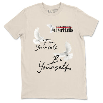 Sneaker Threads – Sneaker Tees To Match Air Foamposite One Pearl – Free Yourself Be Yourself Graphic Tee Natural 2. Perfect for Jordan releases 2025 colorways.
