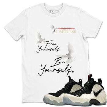 Sneaker Threads – Sneaker Tees To Match Air Foamposite One Pearl – Free Yourself Be Yourself Graphic Tee White 1. Perfect for Jordan releases 2025 colorways.