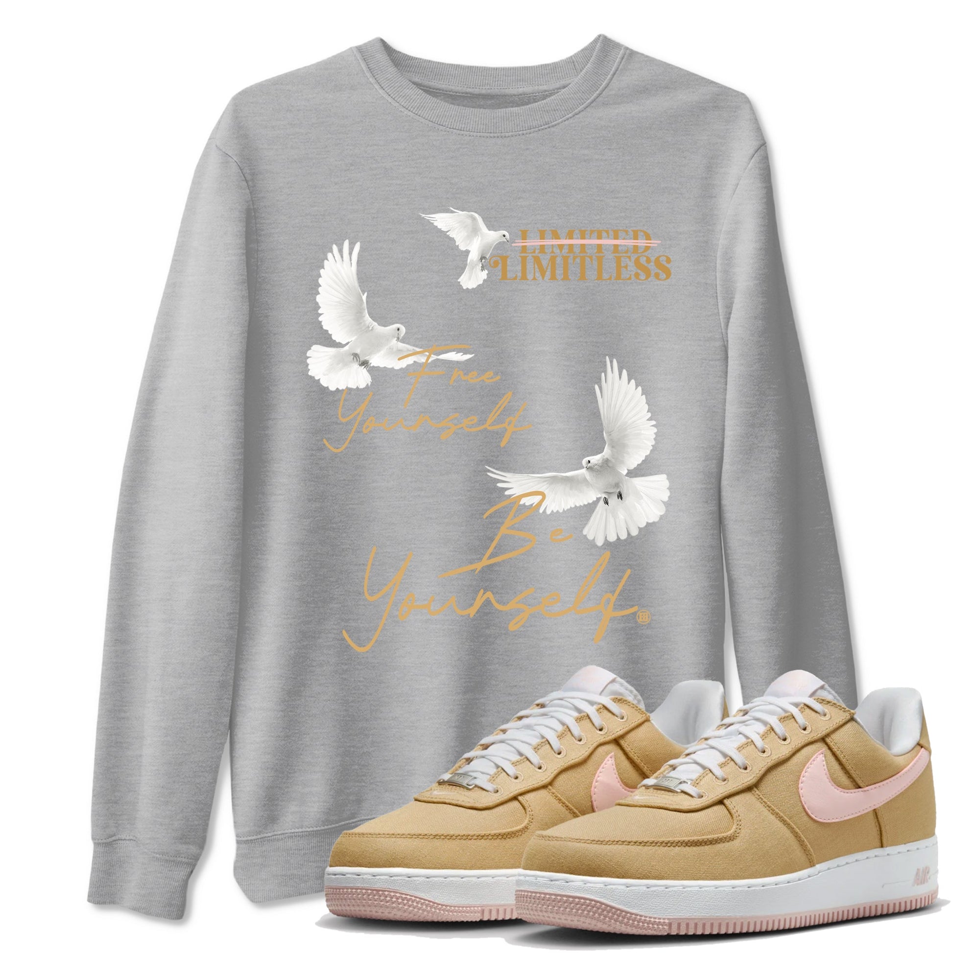 Air Force 1 Low Linen shirts to match jordans Free Yourself Be Yourself sneaker match tees Air Force 1 Linen Graphic Shirts To Match AF1 SNRT Sneaker Tees unisex cotton Heather Grey 1 shirts