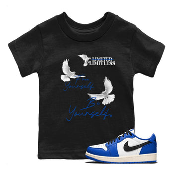 1s Game Royal shirts to match jordans Free Yourself Be Yourself sneaker match tees Air Jordan 1 Game Royal match shoes to clothes SNRT Sneaker Tees Youth Baby Black 1 tee