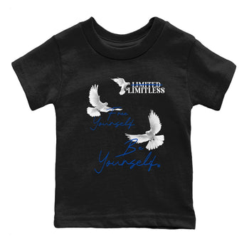 1s Game Royal shirts to match jordans Free Yourself Be Yourself sneaker match tees Air Jordan 1 Game Royal match shoes to clothes SNRT Sneaker Tees Youth Baby Black 2 tee