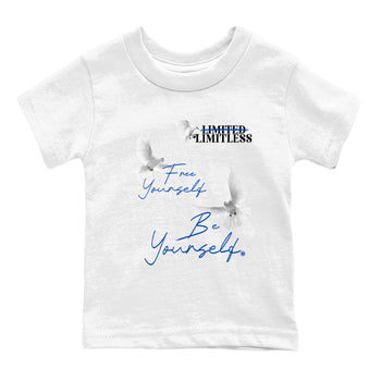 1s Game Royal shirts to match jordans Free Yourself Be Yourself sneaker match tees Air Jordan 1 Game Royal match shoes to clothes SNRT Sneaker Tees Youth Baby White 2 tee
