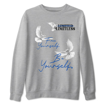 1s Game Royal shirts to match jordans Free Yourself Be Yourself sneaker match tees Air Jordan 1 Game Royal match shoes to clothes SNRT Sneaker Tees unisex cotton Heather Grey 2 shirts