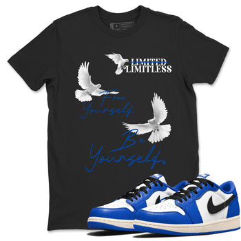 1s Game Royal shirts to match jordans Free Yourself Be Yourself sneaker match tees Air Jordan 1 Game Royal match shoes to clothes SNRT Sneaker Tees unisex cotton Black 1 shirts