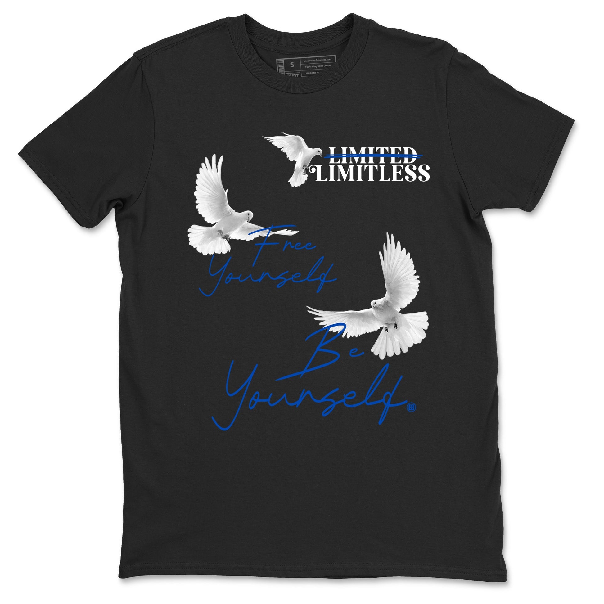 1s Game Royal shirts to match jordans Free Yourself Be Yourself sneaker match tees Air Jordan 1 Game Royal match shoes to clothes SNRT Sneaker Tees unisex cotton Black 2 shirts