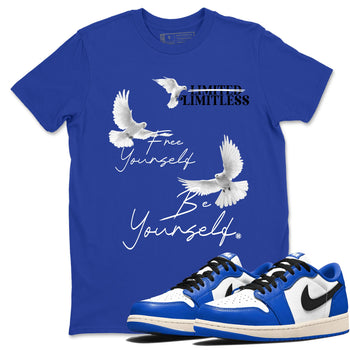 1s Game Royal shirts to match jordans Free Yourself Be Yourself sneaker match tees Air Jordan 1 Game Royal match shoes to clothes SNRT Sneaker Tees unisex cotton Royal Blue 1 shirts