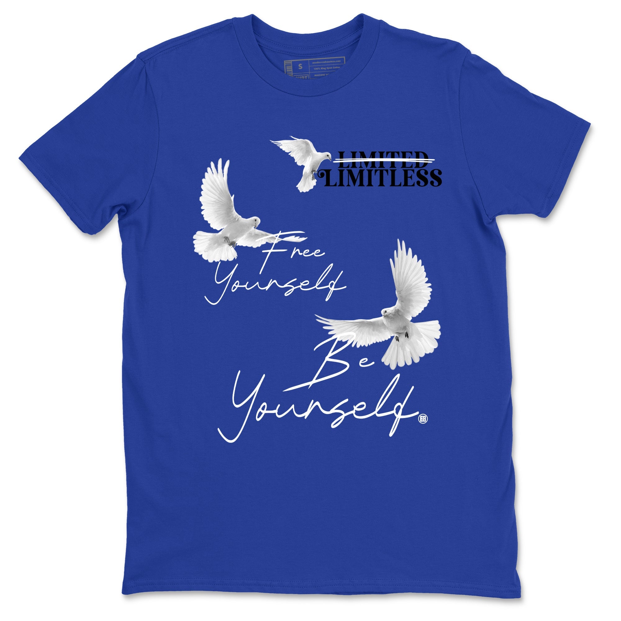 1s Game Royal shirts to match jordans Free Yourself Be Yourself sneaker match tees Air Jordan 1 Game Royal match shoes to clothes SNRT Sneaker Tees unisex cotton Royal Blue 2 shirts