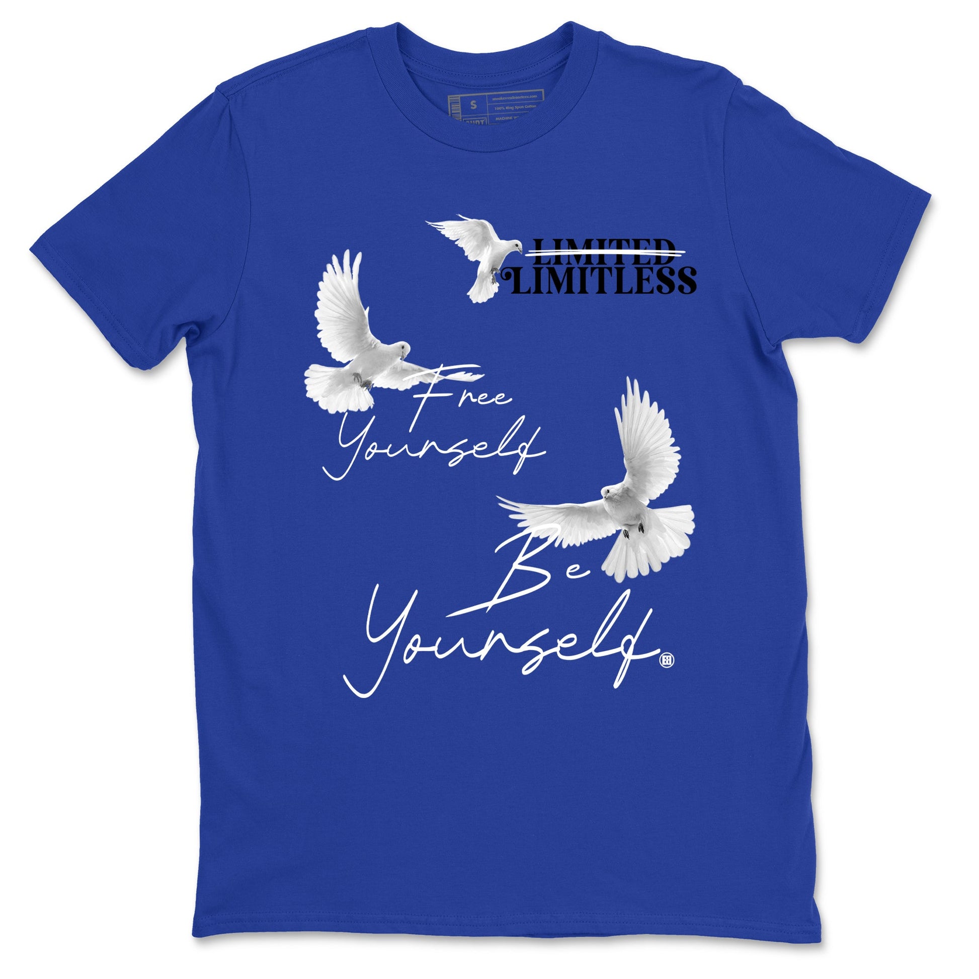 1s Game Royal shirts to match jordans Free Yourself Be Yourself sneaker match tees Air Jordan 1 Game Royal match shoes to clothes SNRT Sneaker Tees unisex cotton Royal Blue 2 shirts