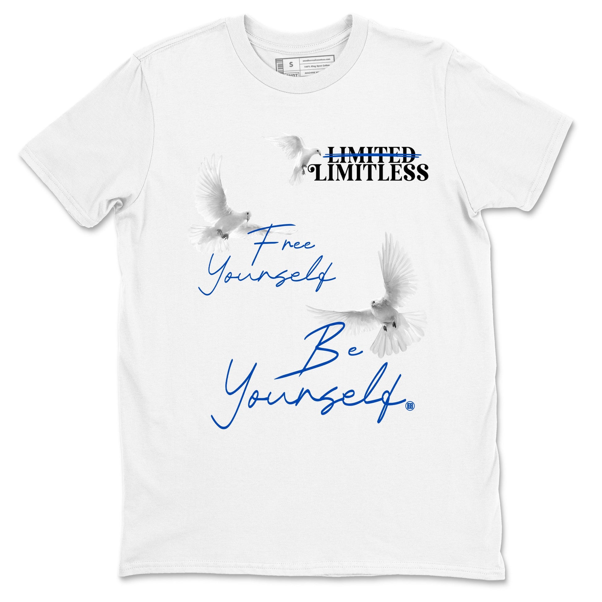 1s Game Royal shirts to match jordans Free Yourself Be Yourself sneaker match tees Air Jordan 1 Game Royal match shoes to clothes SNRT Sneaker Tees unisex cotton White 2 shirts