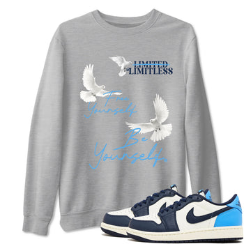 1s Obsidian shirts to match jordans Free Yourself Be Yourself shirts to match Jordans Air Jordan 1 Obsidian match shoes to clothes SNRT Sneaker Tees unisex cotton Heather Grey 1 shirts