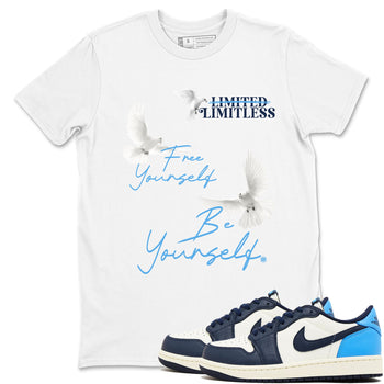 1s Obsidian shirts to match jordans Free Yourself Be Yourself shirts to match Jordans Air Jordan 1 Obsidian match shoes to clothes SNRT Sneaker Tees unisex cotton White 1 shirts