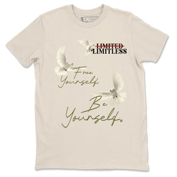 Jordan 1 Olive t shirts to match sneakers Free Yourself Be Yourself sneaker match tees Air Jordan 1 Low x Travis Scott Reverse Olive tee SNRT Sneaker Tees unisex cotton Natural 2 shirts