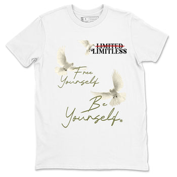 Jordan 1 Olive t shirts to match sneakers Free Yourself Be Yourself sneaker match tees Air Jordan 1 Low x Travis Scott Reverse Olive tee SNRT Sneaker Tees unisex cotton White 2 shirts