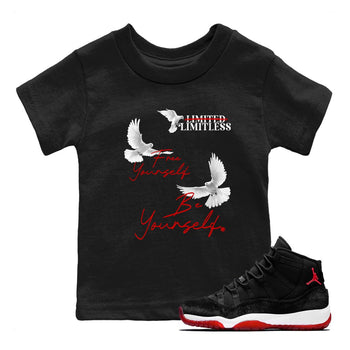 11s Bred Velvet shirts to match jordans Free Yourself Be Yourself sneaker match tees Air Jordan 11 Bred Velvet match shoes to clothes SNRT Sneaker Tees Youth Baby Black 1 tee