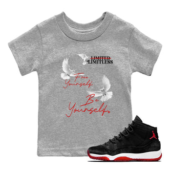 11s Bred Velvet shirts to match jordans Free Yourself Be Yourself sneaker match tees Air Jordan 11 Bred Velvet match shoes to clothes SNRT Sneaker Tees Youth Baby Heather Grey 1 tee
