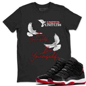11s Bred Velvet shirts to match jordans Free Yourself Be Yourself sneaker match tees Air Jordan 11 Bred Velvet match shoes to clothes SNRT Sneaker Tees unisex cotton Black 1 shirts