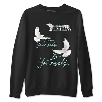 Free Yourself Be Yourself sneaker match t-shirt styled to complete your fit with the Air Jordan 11 Igloo sneakers, shown in Black 2.
