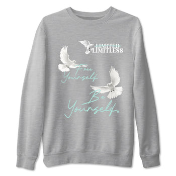 Free Yourself Be Yourself sneaker match t-shirt styled to complete your fit with the Air Jordan 11 Igloo sneakers, shown in Heather Grey 2.