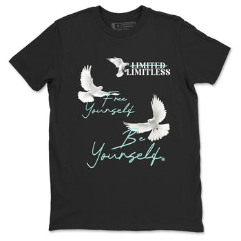 Free Yourself Be Yourself sneaker match t-shirt styled to complete your fit with the Air Jordan 11 Igloo sneakers, shown in Black 2.