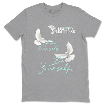 Free Yourself Be Yourself sneaker match t-shirt styled to complete your fit with the Air Jordan 11 Igloo sneakers, shown in Heather Grey 2.